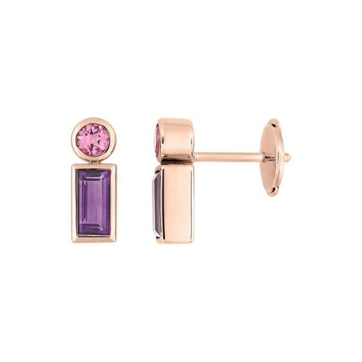 Boucles d'oreilles en or rose 18 carats Joelli (18)J20010.B4, améthyste chromatique et tourmaline