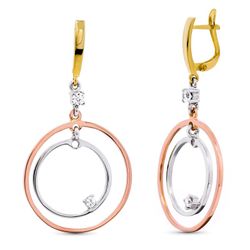 Pendientes Oro Tricolor 18kts Aros Circonitas Catalán 15539