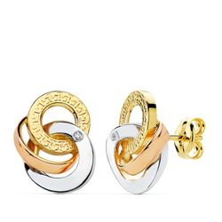 Pendientes Oro Tricolor 18kts Circulos 14X10mm 18968