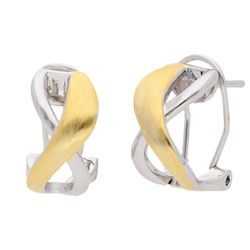 Pendientes Paladio Bicolor Dorado Liska Mujer AKM023A Bandas Cruzadas Lisas