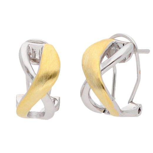Pendientes Paladio Bicolor Dorado Liska Mujer AKM023A Bandas Cruzadas Lisas