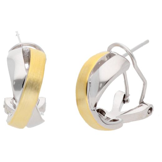 Pendientes Paladio Bicolor Dorado Liska Mujer AKM024A Bandas Cruzadas Lisas