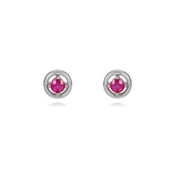 Pendientes Plata 06mm PEZ1493RHZR Circonita Redonda Rubí
