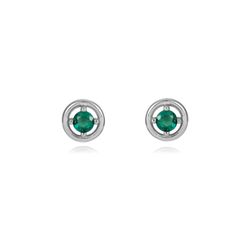 Pendientes Plata 06mm PEZ1493RHZV Circonita Redonda Verde