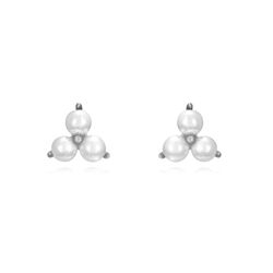 Pendientes Plata 07mm PEM0234RH 3 Perlas
