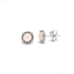 Pendientes Plata 09mm PEM0313PLPL Mineral Piedra Luna Redondo