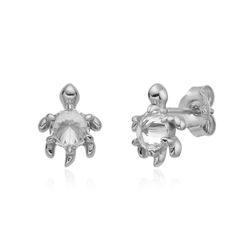 Pendientes Plata 10,5mm PEZ1668RH Tortuga Circonita