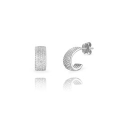 Pendientes Plata 10mm PEZ1676RH Medio Aro Circonitas