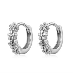 Pendientes Plata 12mm PE00717RH Aro Con Flores