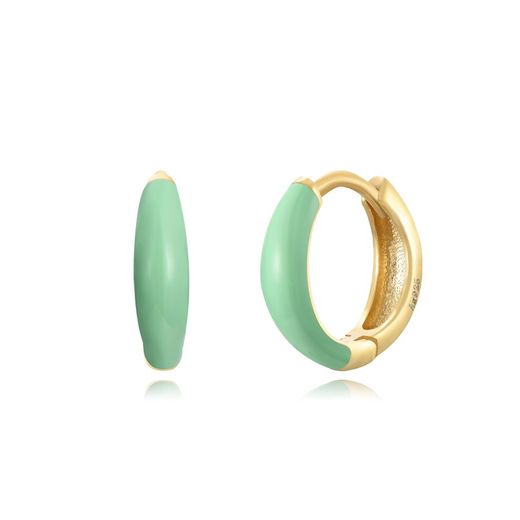 Pendientes Plata 12mm PEL1141DOME Aro Enamel Verde