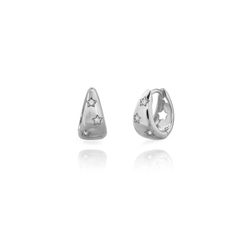 Pendientes Plata 13mm PEZ1627RH Aro Oval Circonitas Estrella