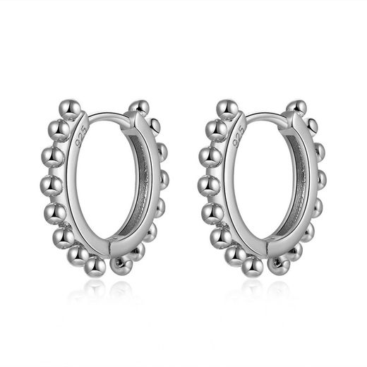Silver Earrings 16mm PE00705RH Hoop Balls