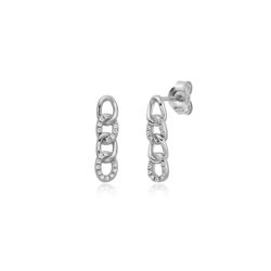 Pendientes Plata 16mm PEZ1661RH Eslabones Circonitas