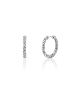 Pendientes Plata 17mm PEZ1538RH17 Aro Trenzado Circonitas