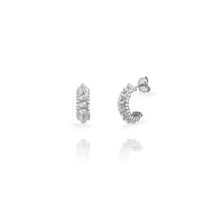Pendientes Plata 17mm PEZ1651RH Medio Aro Puntas Circonitas