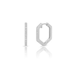 Pendientes Plata 18mm PEZ1609RH14 Hexagono Circonitas