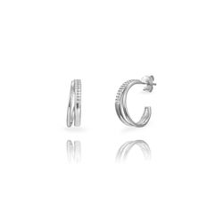 Pendientes Plata 18mm PEZ1692RH Doble Banda Circonitas