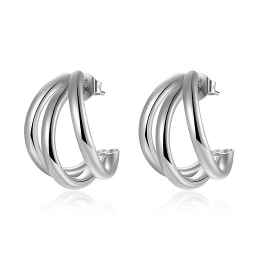 Silver Earrings 18x14mm PE00721RH Three Tubes