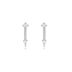 Pendientes Plata 21mm PEZ1482RH Colgante Flecha Circonitas