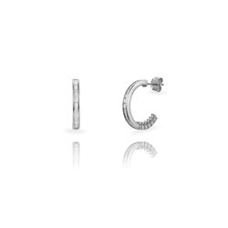 Pendientes Plata 21mm PEZ1680RH Medio Aro Circonitas