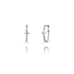 Pendientes Plata 23mm PEZ1689RH Cruz Circonitas