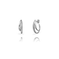 Pendientes Plata 25mm PEZ1691RH Doble Banda Circonitas