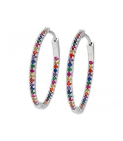 Pendientes Plata 28mm Liska MED143A 3 Aro Circonitas Multicolor