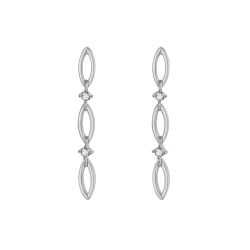 Pendientes Plata 30mm PEZ1489RH Triple Marquesa Circonitas