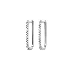 Pendientes Plata 30mm PEZ1514RHXX30 Aro Rectángulo Circonitas