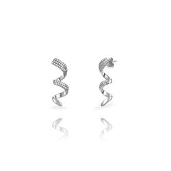 Pendientes Plata 32mm PEZ1682RH Espiral Circonitas