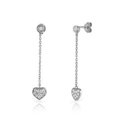 Pendientes Plata 38mm PEZ1623RH Colgante Corazón Circonitas