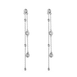 Pendientes Plata 66mm PEZ1550RH Colgante Cadena Circonitas