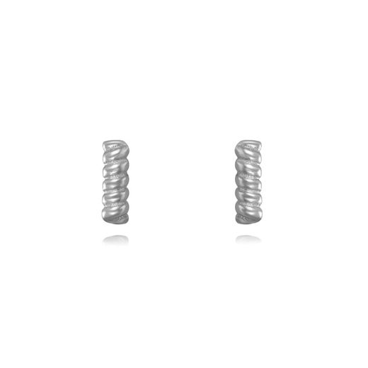 Silver Earrings 6mm PEL1138RH Braided Bar