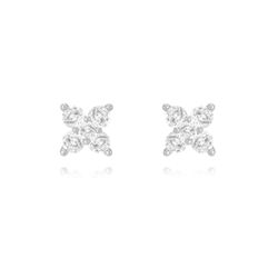 Pendientes Plata 8mm PEZ1515RH Flor Circonitas
