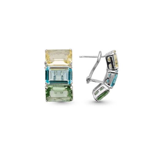 Boucles d'oreilles en argent Argent Basic 0,8 x 1,3 cm ARRM080M Cristaux à facettes multicolores