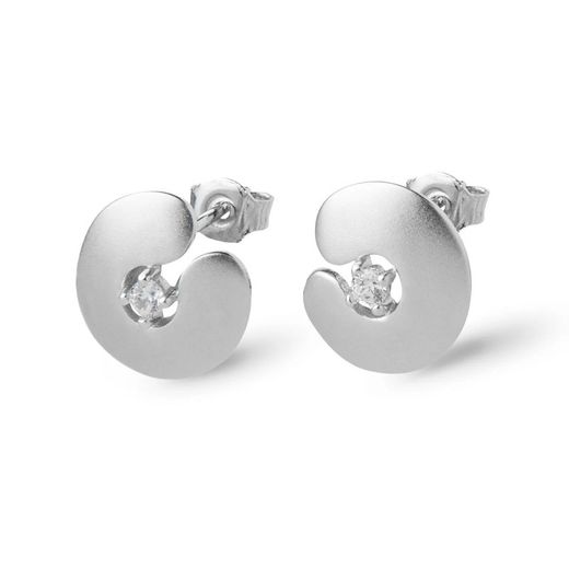 Boucles d'oreilles Argent Basic en argent 1,3 cm ARRJ003B avec zircons labyrinthe