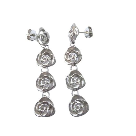 Boucles d'oreilles Argent Basic Argent 5 cm ARRM027L Longues Mini Roses