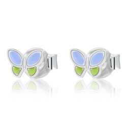 Pendientes Plata Argent Basic ARK016 Mariposa Esmaltada Malva Bicolor Verde