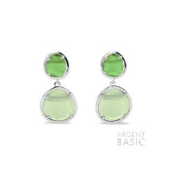 Pendientes Plata Argent Basic Doble Piedra Verde ARRS003LV