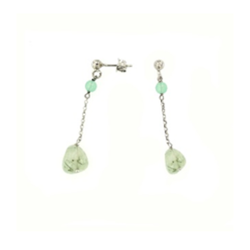 Pendientes Plata Argent Basic Mujer ARB001V Colgante Cadenilla Piedras Cuarzo Verde