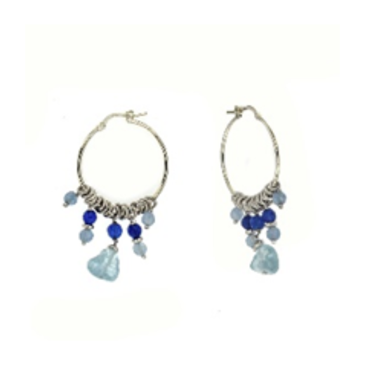 Pendientes Plata Argent Basic Mujer ARB002A Aro Piedras Multicolor