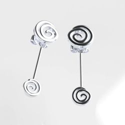 Pendientes Plata Argent Basic Mujer ARJ007L Lamia Largos Espiral En Brillo 5x1,2cm