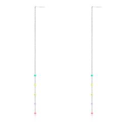 Pendientes Plata Argent Basic Mujer ARK005T Colgante Cadenilla Bolitas Multicolor