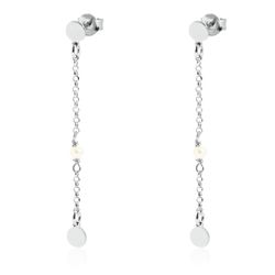 Pendientes Plata Argent Basic Mujer ARK008R Colgante Cadenilla Perlas