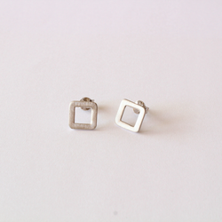 Pendientes Plata Argent Basic Mujer ARN001C Cuadrado Mate