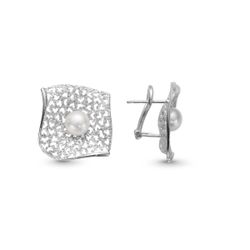 Pendientes Plata Argent Basic Mujer ARRM075P Cuadrado Perla