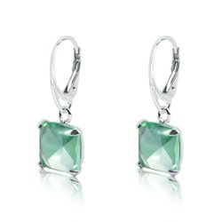 Pendientes Plata Argent Basic Mujer ARRM079GV Colgante Cristal Verde Agua