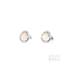 Pendientes Plata Argent Basic Piedra Beige ARRS002B