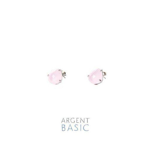 Pendientes Plata Argent Basic Piedra Rosa ARRS001R
