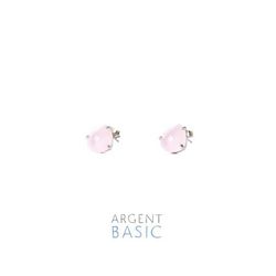 Pendientes Plata Argent Basic Piedra Rosa ARRS001R